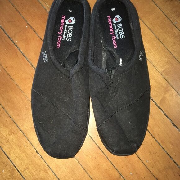 Bobs memory foam slip on black house shoes - Picture 1 of 5